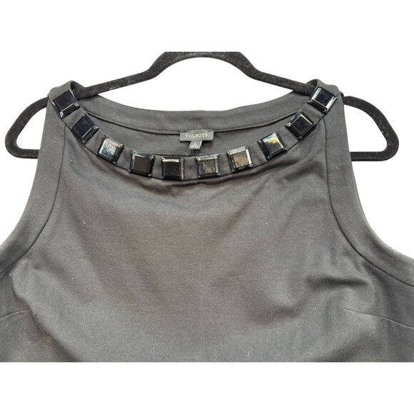 Talbots Womens Sleeveless Embellished Neckline Dress Size 12 Black - Picture 3 of 11